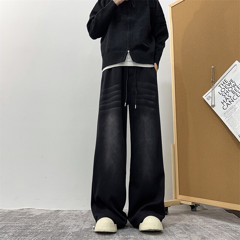 美式水洗渐变牛仔裤潮牌宽松休闲设计百搭阔腿裤图片