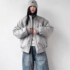 高品质春装新款老钱风美式高街解构立领棒球服飞行夹克潮休闲外套，男装夹克，电商A443