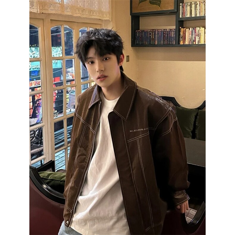 现货不缺货宽松潮流百搭皮衣夹克1209-1-JK17-P108（网图），男装夹克，星座1209-1