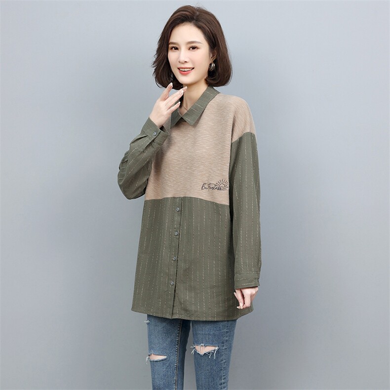2022年春季新款衬衫女宽松显瘦韩版时尚绣花上衣女打底衫,女装衬衫,忆绮罗