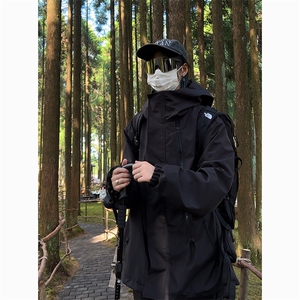 港风日系复古户外潮流连帽冲锋衣夹克男潮 XZ213-JK6601-P65控88图片