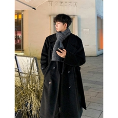 秋冬新款Q2590-TP135198韩版长款设计感毛呢大衣帅气外套男，男装毛呢大衣，电商A102