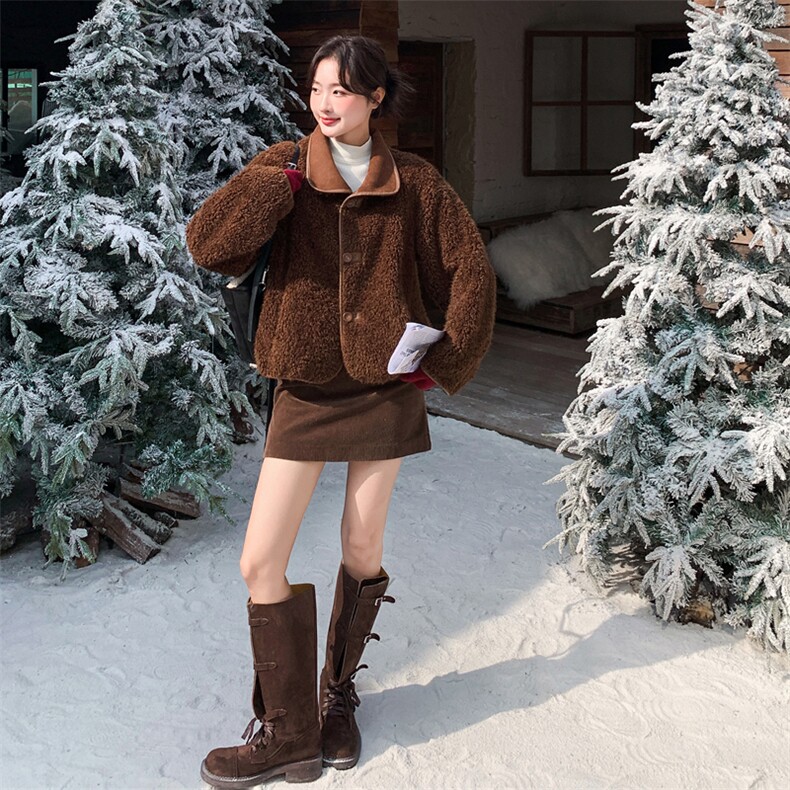 2025新款冬季新品！正反两穿高级感皮毛一体棉服外套,女装棉衣/棉服,1C151
