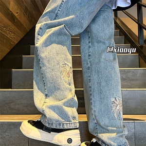XZ616 秋季新款复古设计感刺绣牛仔长裤 TY981 P55控68图片