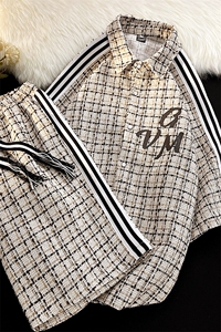 白底小香风短袖衬衣大码M-5XL肩部织带短袖衬衫男DCS9018P45控68图片