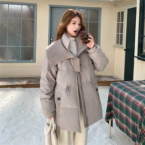 灰色连帽羽绒服女2025新款冬季设计感加厚宽松面包服高级感外套潮图片