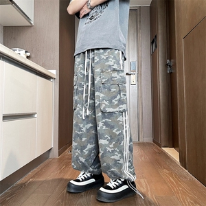 2024夏季新款迷彩工装裤男设计感宽松直筒阔腿裤 现货 K7828-P52图片
