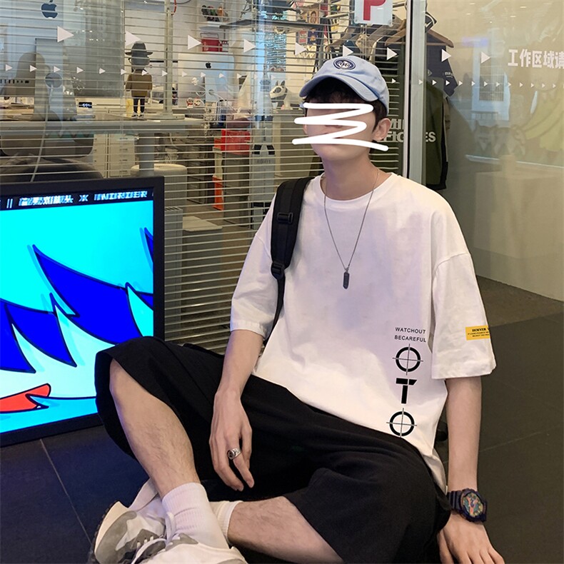DX17114-P20纯棉短袖t恤男大码半袖打底衫宽松体恤衫港风,男装T恤,电商A040
