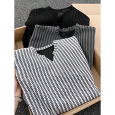 美式高街千鸟格子长袖T恤男女亨利V领英伦雅痞休闲宽松长袖打底衫，男装T恤，电商A443