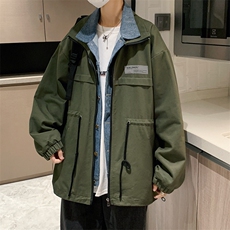 模特-假两件工装外套男春秋潮牌夹克7182-P68，男装夹克，电商B380（原B361）