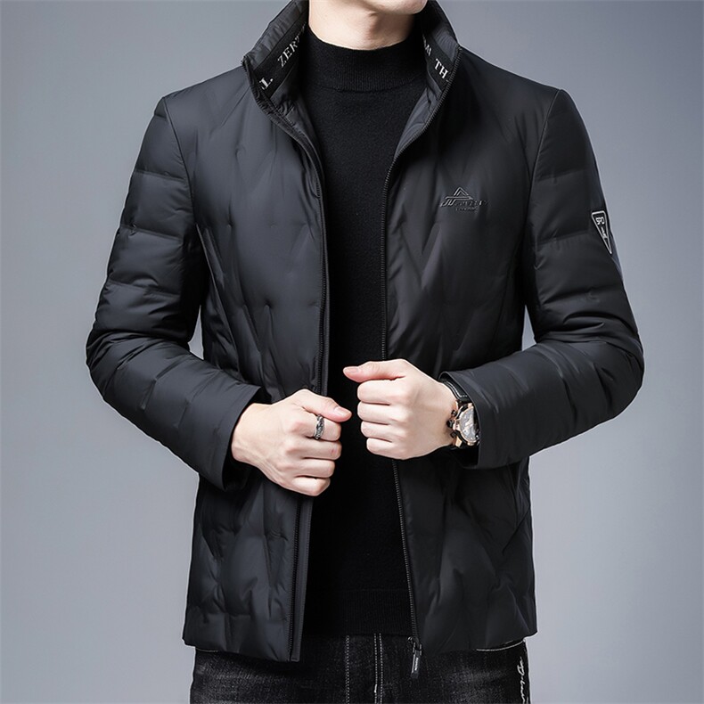 羽绒服男士立领保暖上衣2023冬季新款中年休闲厚款男装灰鸭绒外套,男装羽绒服,电商B212（原钱塘6029）
