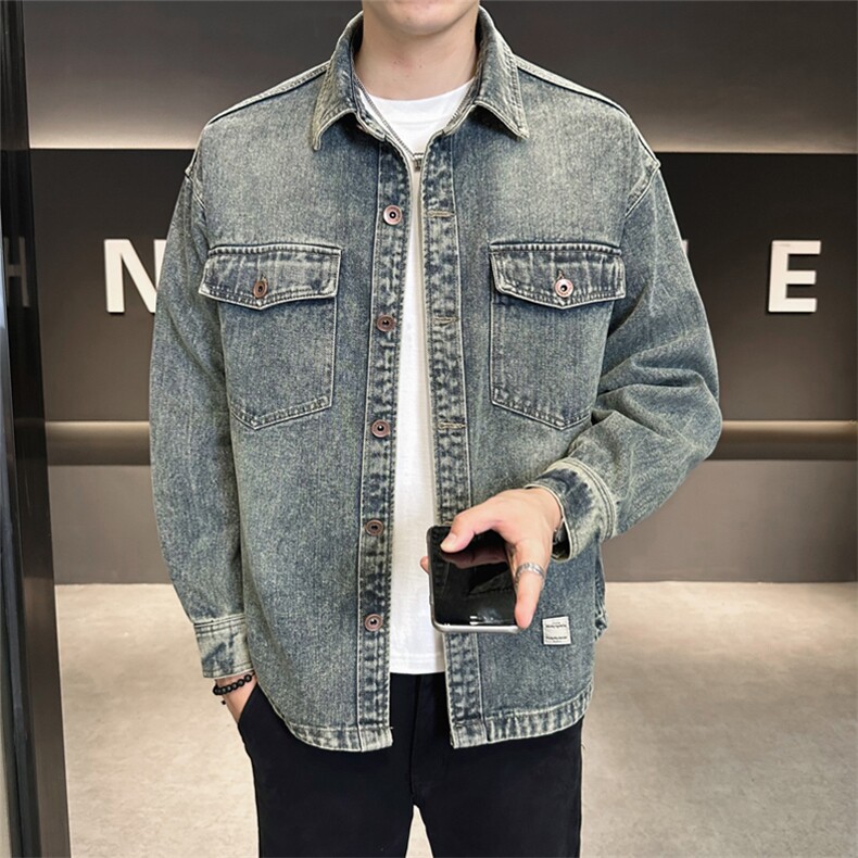 店主风2025春秋季新款牛仔夹克男品质衬衫式外套B317-JK812-P125，男装夹克，电商B317