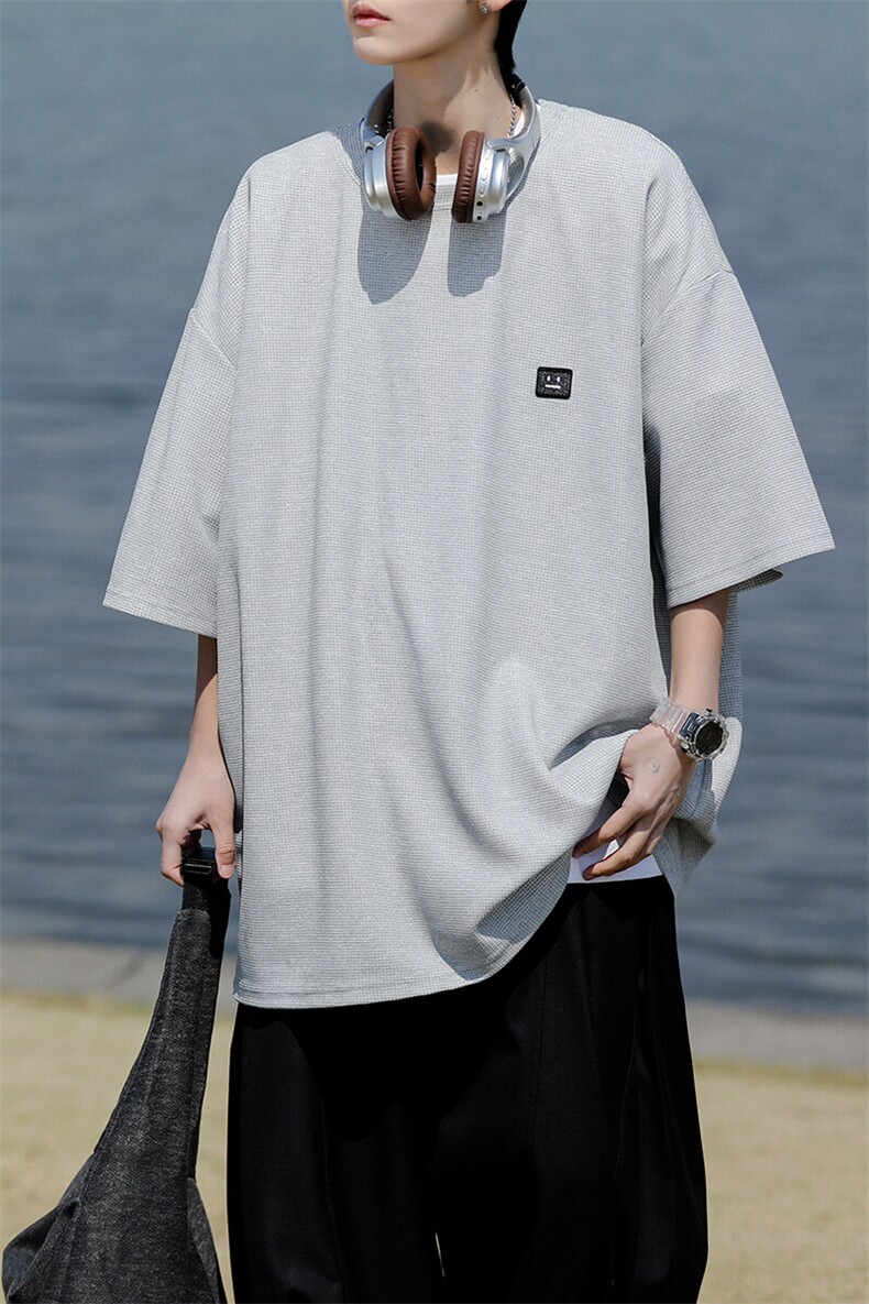 8XL-M重磅！特大码T潮牌上衣男中性华夫格短袖T恤DX304P25控39,男装T恤,电商D206-1