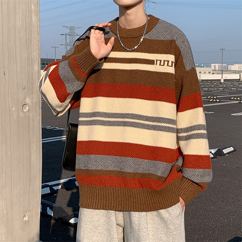 B384P48秋冬男装毛衣时尚休闲宽松打底衫条纹鹿毛绒,男装针织衫/毛衣,星座512-6