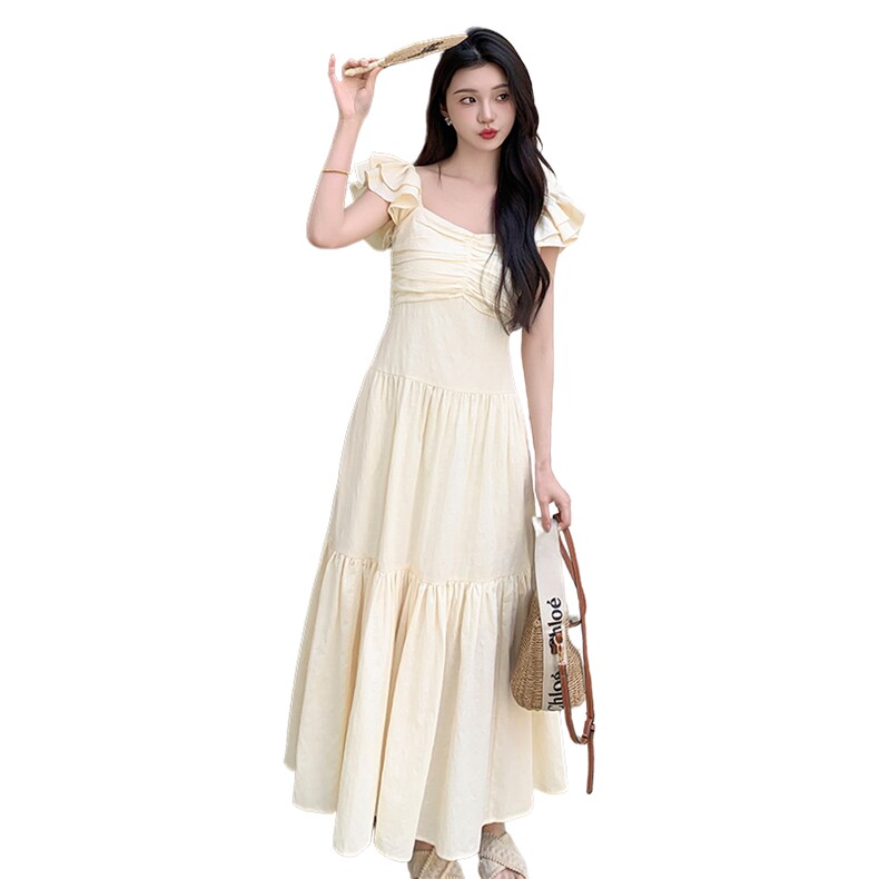 现货：夏新款法式宫廷绝美仙女小飞袖连衣裙2C135-5066P130K198,女装连衣裙,2C135