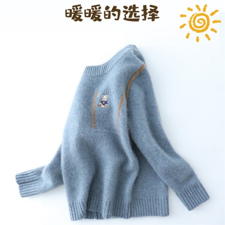 羊绒儿童毛衣男童女童秋冬新款加厚保暖圆领针织衫宝宝洋气上衣,童装毛衣,宛庄羊绒