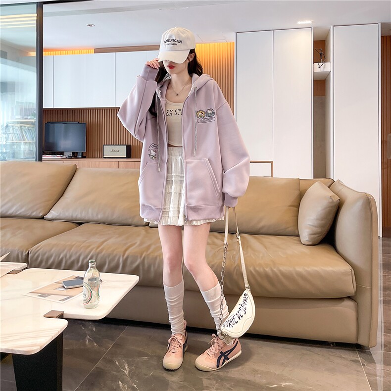 现货2026春秋季连帽外套女针织撞色可爱风学生休闲百搭外套,女装卫衣/绒衫,网红馆