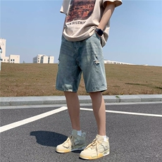 青春流行ins男原宿美式vibe裤子直筒水洗拉链牛仔裤潮ND54P36，男装牛仔裤，星座1116-2