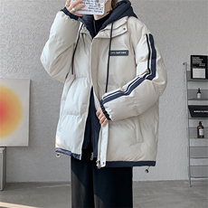 棉衣男冬季新款港风宽松连帽假两件加厚学生棉服MF8587-P88(现货，男装棉衣，星座214-3