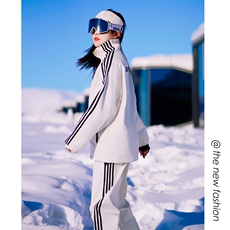 情侣滑雪服套装男防风防水时尚大码条纹拼接保暖外套TZ031-P235，男装休闲套装，电商A001-1