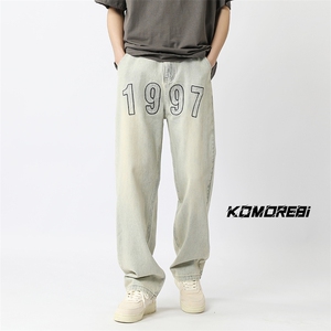 2024新款美式高街1997刺绣宽松牛仔裤男直筒313A-1-NZ030-P55控68图片