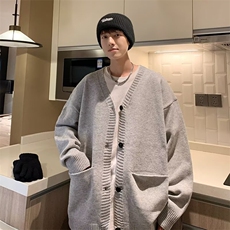 V领开衫毛衣秋冬新款情侣男士针织衫潮流慵懒风线衣外套MZ832-P52，男装针织衫/毛衣，星座412-3