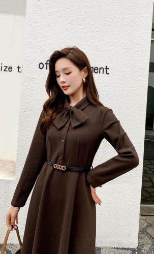 秋冬薄呢时尚连衣裙，女装连衣裙，秀水百合