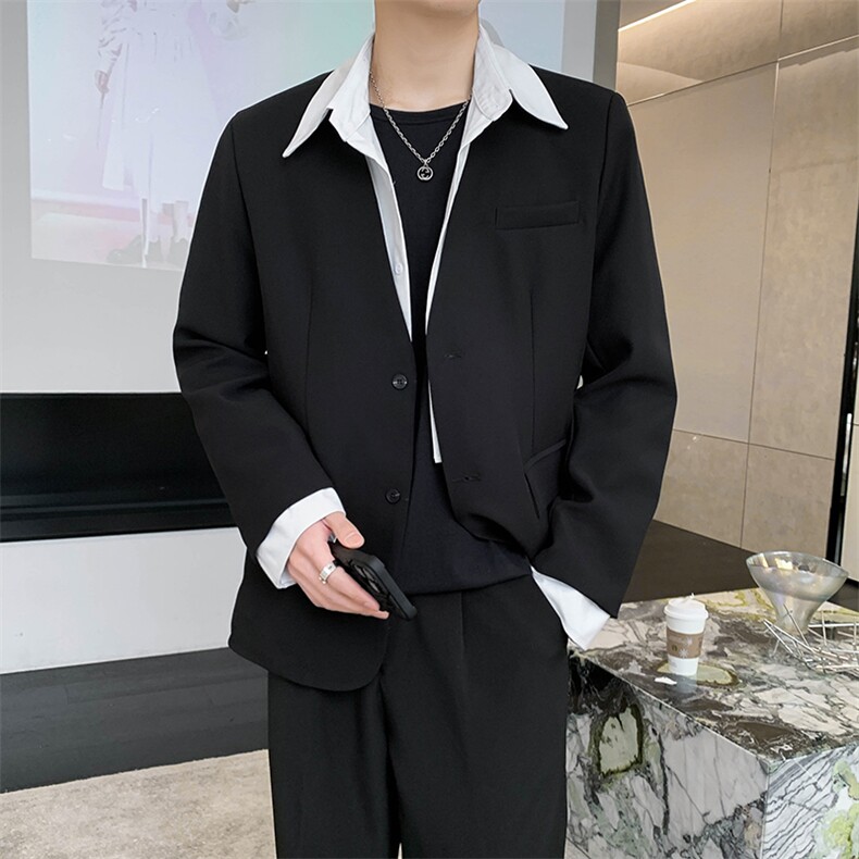韩版休闲宽松假两件衬衫领小西服外套A328-2305-P125-K179,男装西服,星座406