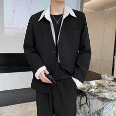 韩版休闲宽松假两件衬衫领小西服外套A328-2305-P125-K179，男装西服，星座406