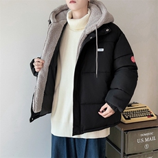 日系假两件羊羔毛连帽棉服男女冬季高级感加厚面包服外套567/P99，男装棉衣，星座506
