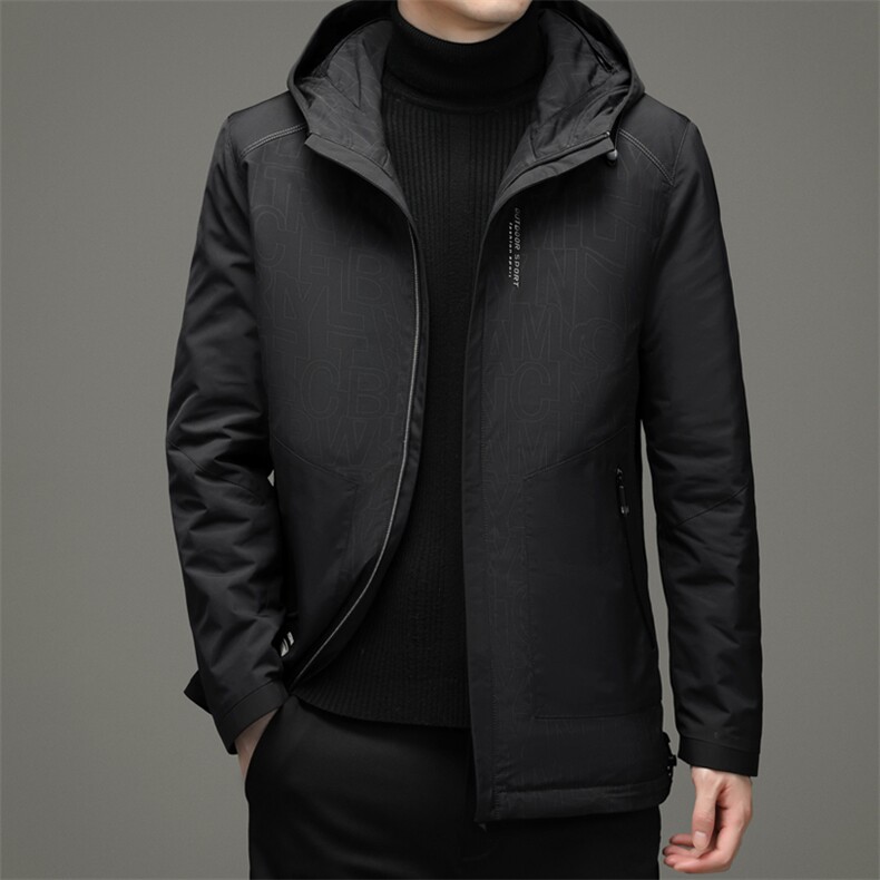 新款2023冬季中年男白鸭绒连帽羽绒服爸爸装纯色外套YL21620-270图片
