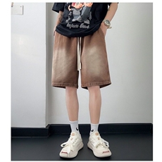 短裤男夏季潮牌复古直筒牛仔裤美式宽松大裤衩男生休闲五分裤，男装休闲裤，星座506A