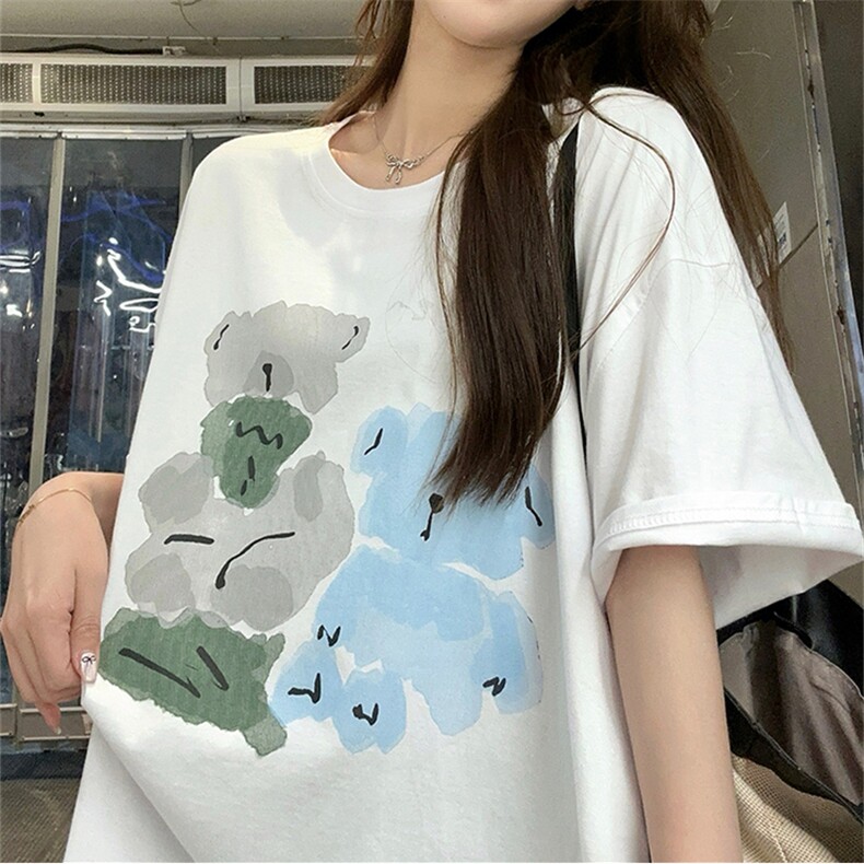 T0669-P25水墨油彩简约拼色纯棉印花短袖学院风学生宽松上衣,男装T恤,星座617A-2