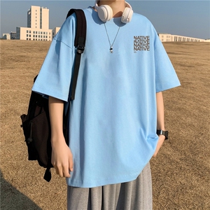 240G重磅美式印花纯棉大码宽松休闲短袖T恤 FSDX006 P25控39图片