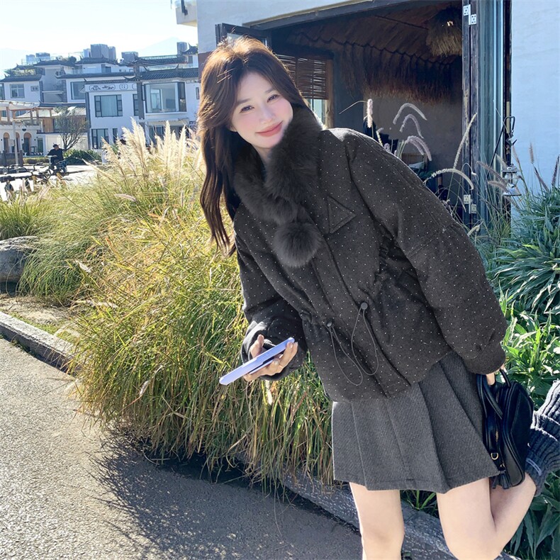 9855款-P360-K49890绒羽绒服（配真狐狸毛）,女装羽绒服,2C011