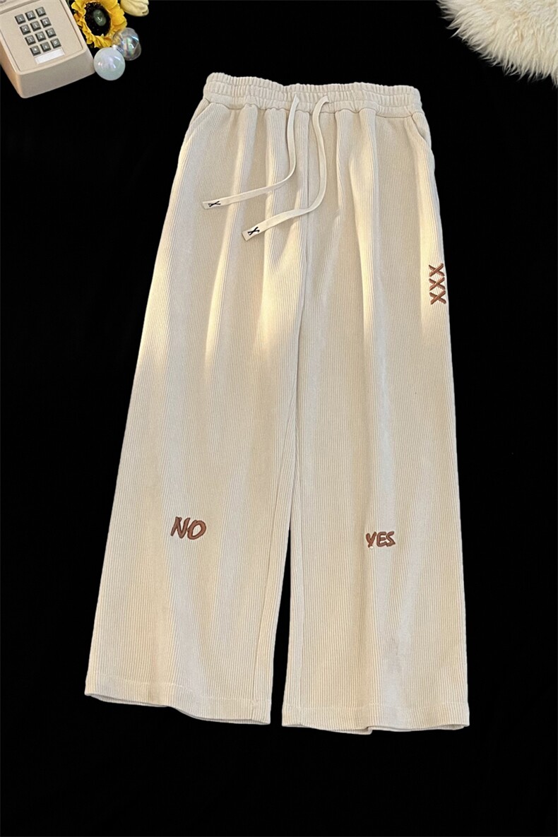 重工刺绣休闲长裤男高克重磅300g春夏直筒阔腿卫裤-2430-P30-控68,男装休闲裤,星座207