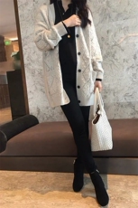 欧货镂空大牌外搭毛衣春秋中长款针织开衫女宽松羊毛慵懒风外套潮，女装针织衫/毛衣，美莎羊绒