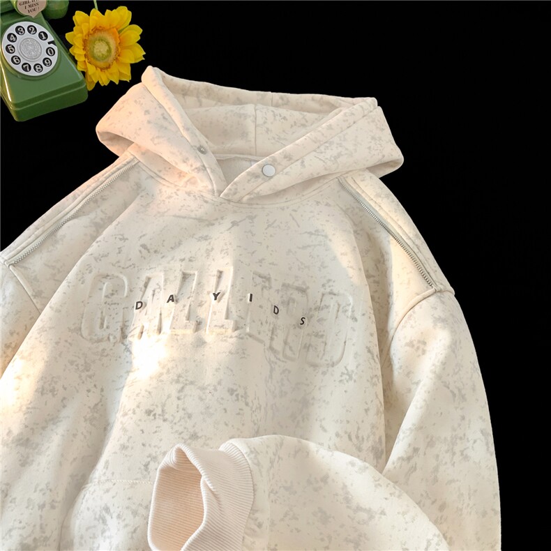815A-W2243-P65控98秋冬重磅扎染钢印拉链拼接连帽卫衣男女,男装卫衣,星座815A