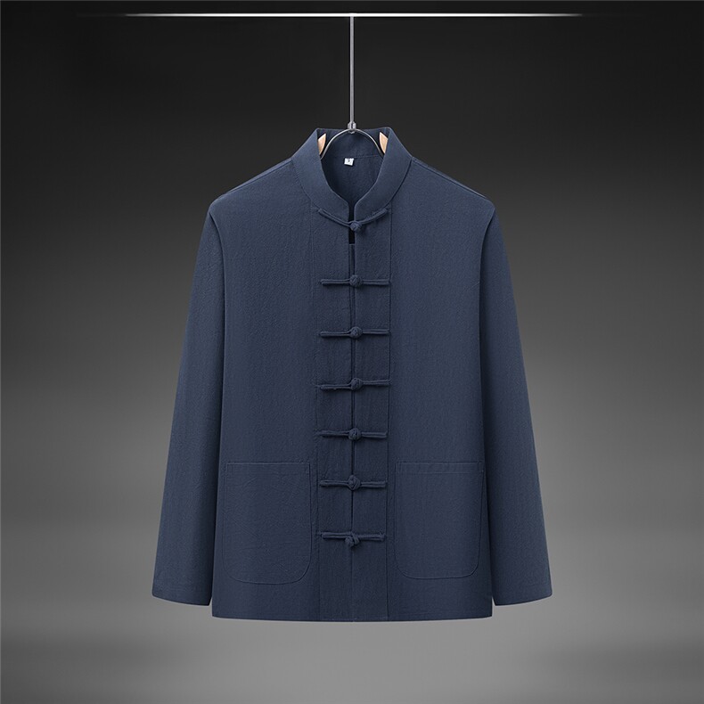 春秋季风纯棉纯色长袖立领唐装中式汉服DF880-P55，男装民族服装，星座1206（原A206）