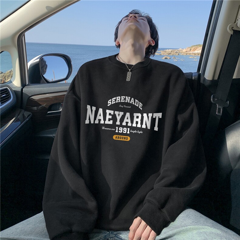 圆领卫衣男美式字母卫衣潮牌英文休闲百搭无帽卫衣外套男生，女装短外套，星座1210-1