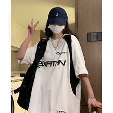 中性港风2026夏季新款拼接短袖T恤男女夏装宽松半袖T恤衫D252P38，男装T恤，电商A335-1（原A458）