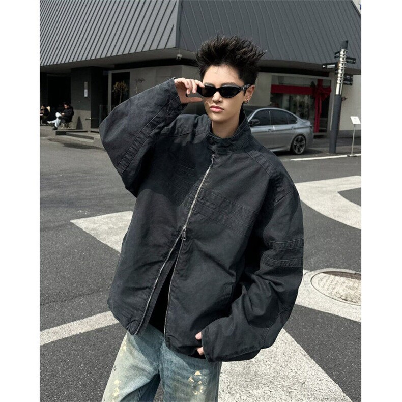复古重磅水洗帆布垫肩外套男装潮流insW9350-P93,男装夹克,星座1109-3