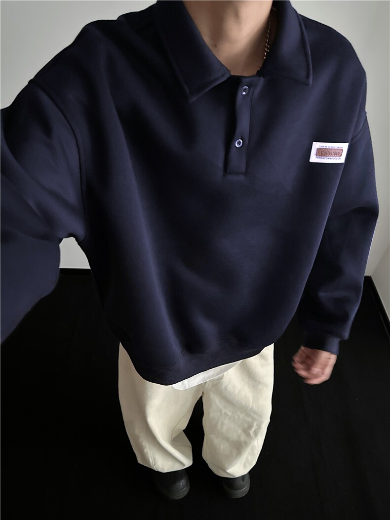 WY807-尺码M-3XL-P35-polo领卫衣美式情侣长袖翻领上衣外套,女装短外套,星座1811B