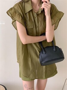 防晒套装女薄款欧洲站夏季2022新款欧货衬衫阔腿短裤两件图片