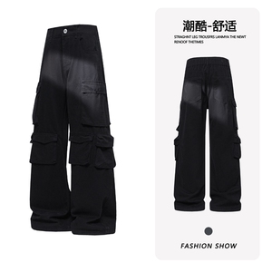 B221 美式ins高街洗褪多口袋工装休闲牛仔裤 LK26646-特P60控108图片
