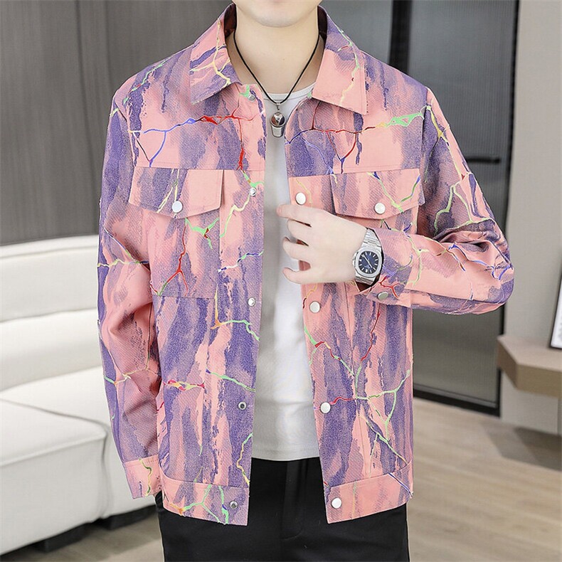 507A-JK511-P105 2025春季时尚男士个性印花夹克休闲外套图片