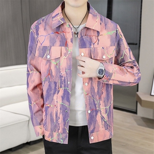 507A-JK511-P105 2025春季时尚男士个性印花夹克休闲外套图片