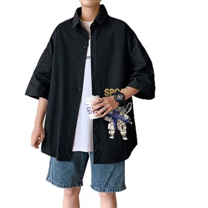 ！夏款港风冰丝衬衣男黑寸衫男白短袖衬衫男DXC285-P30图片