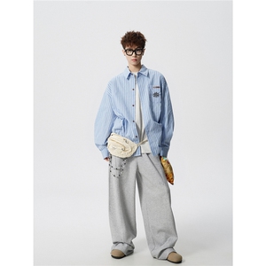 现货  CS1163-特P53  新款百搭条纹大码男衬衫图片