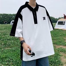 polo衫短袖男日系复古半袖t恤潮牌美式短袖上衣1001-1-PT35-P35，男装Polo衫，星座1001-1